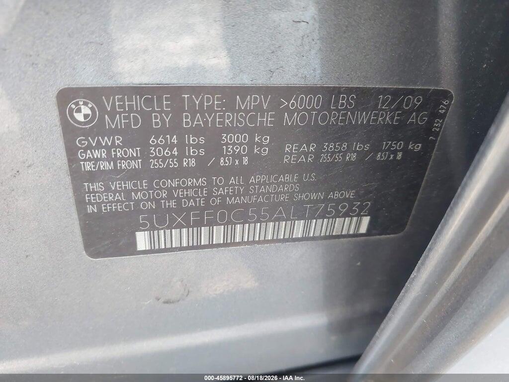 5UXFF0C55ALT75932 2010 BMW X5 photo no. 9