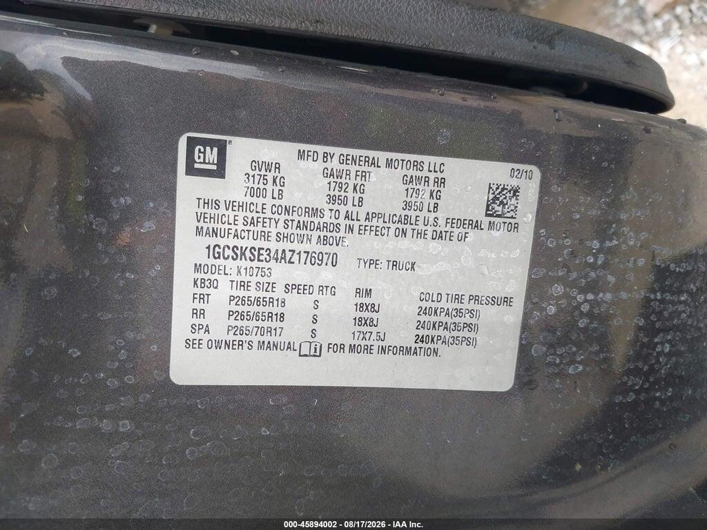 1GCSKSE34AZ176970 2010 CHEVROLET SILVERADO 1500 photo no. 9