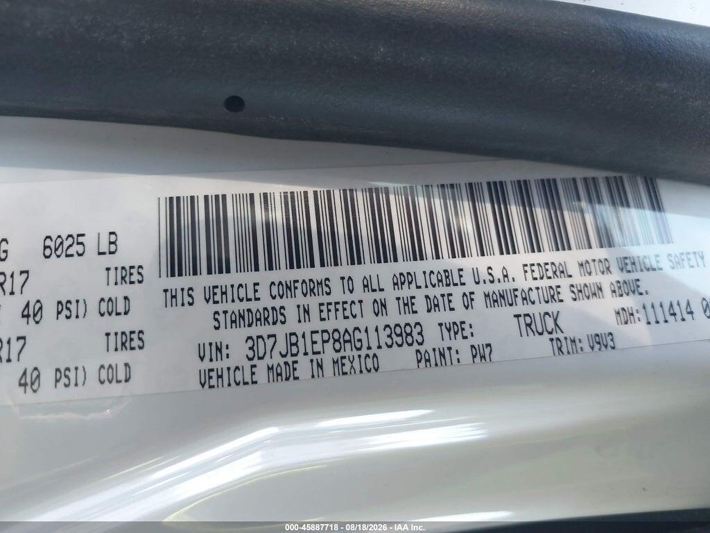 3D7JB1EP8AG113983 2010 DODGE RAM 1500 photo no. 9