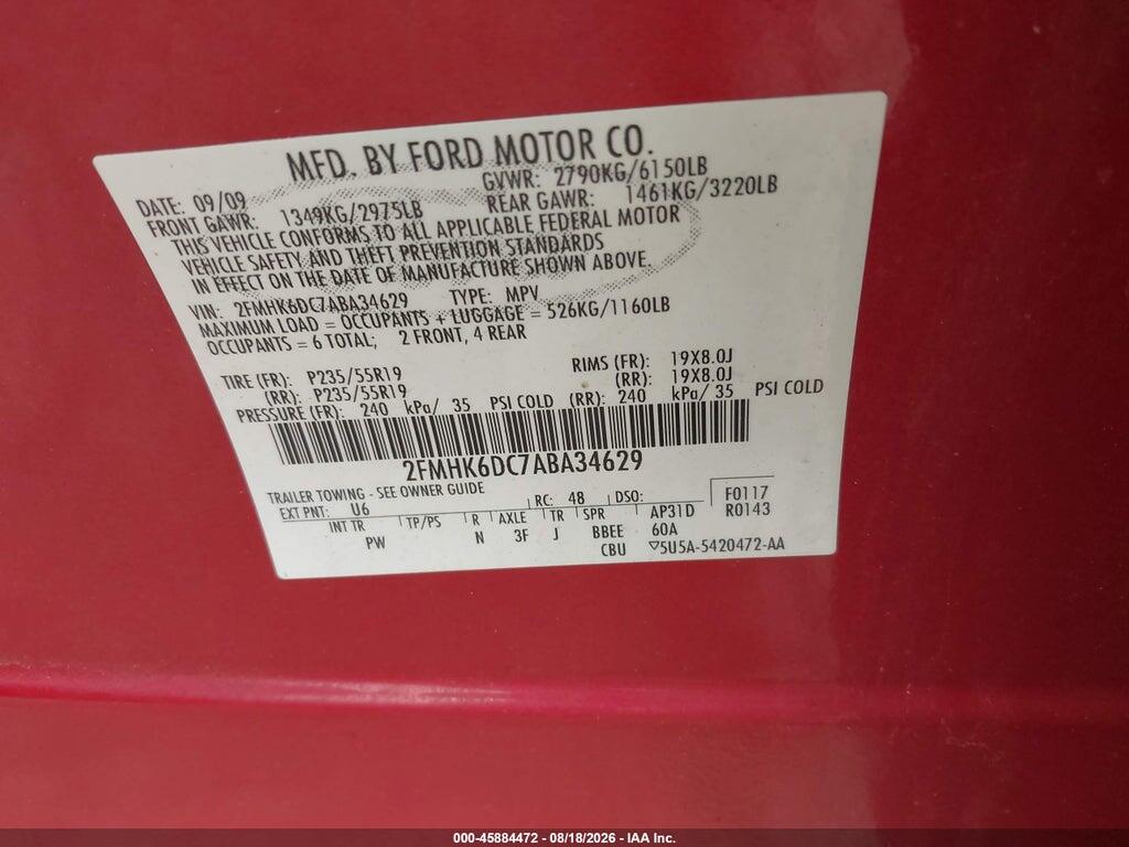 2FMHK6DC7ABA34629 2010 FORD FLEX photo no. 9