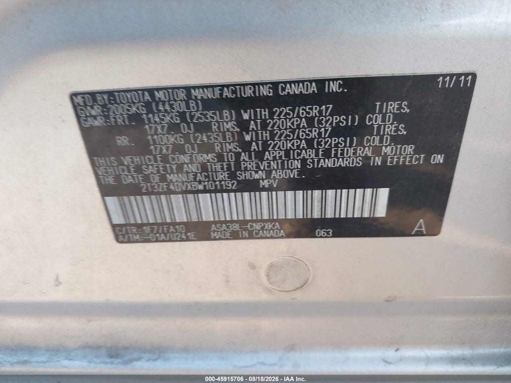 2T3ZF4DVXBW101192 2011 TOYOTA RAV4 photo no. 9