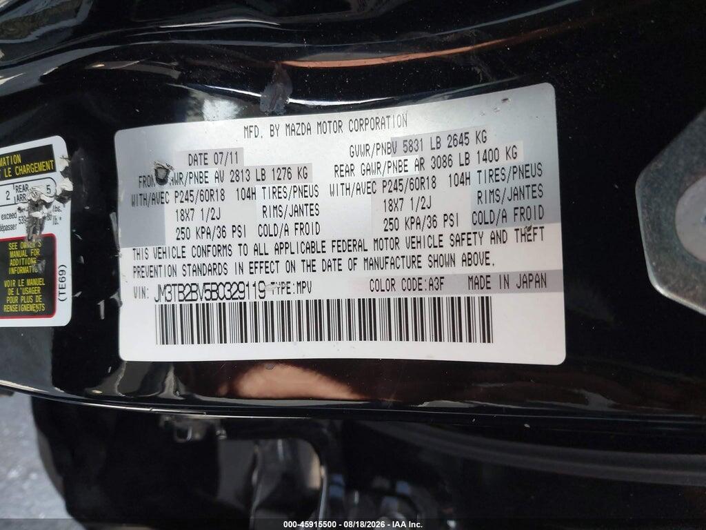JM3TB2BV5B0329119 2011 MAZDA CX-9 photo no. 9