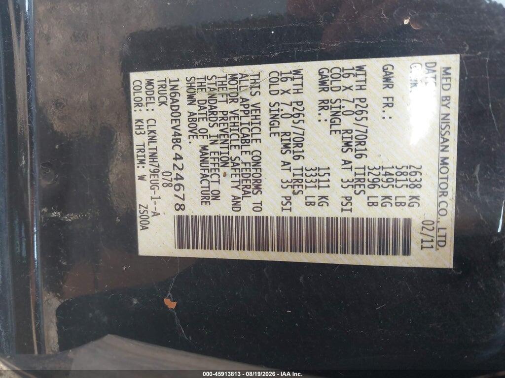 1N6AD0EV4BC424678 2011 NISSAN FRONTIER photo no. 9