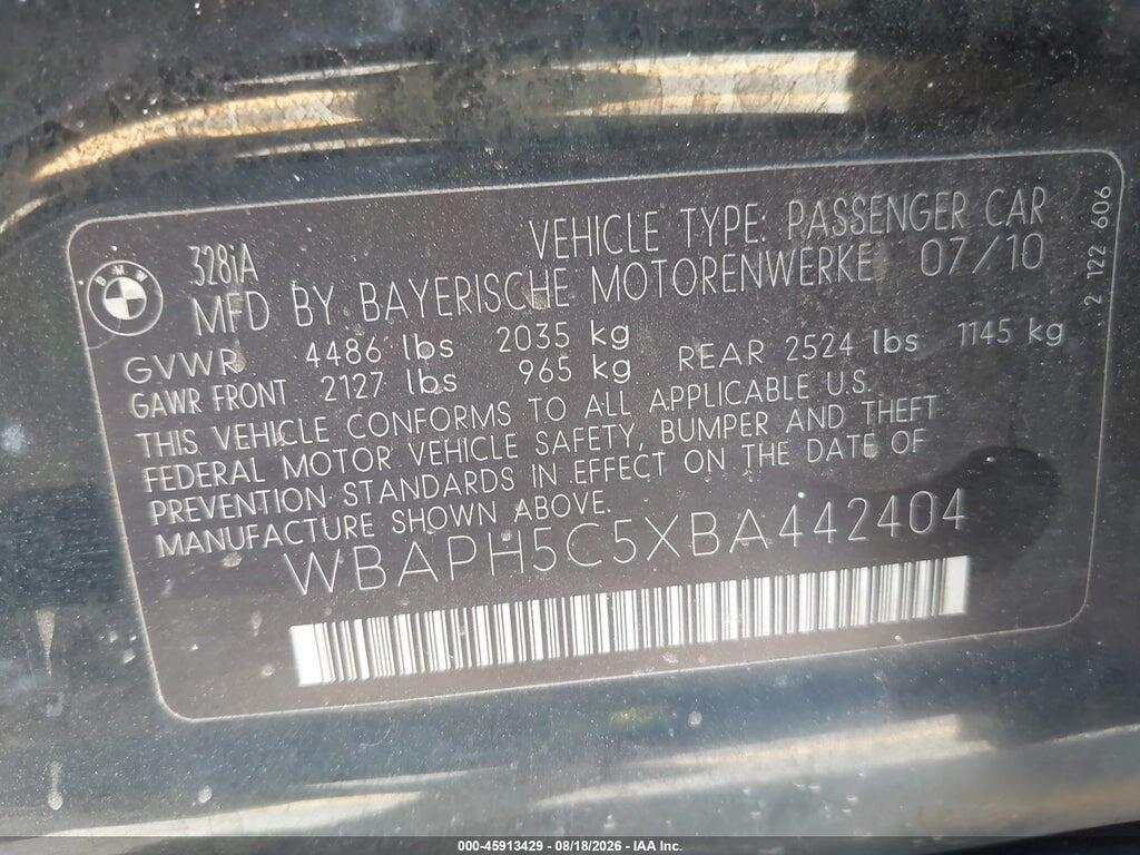 WBAPH5C5XBA442404 2011 BMW 328I photo no. 9