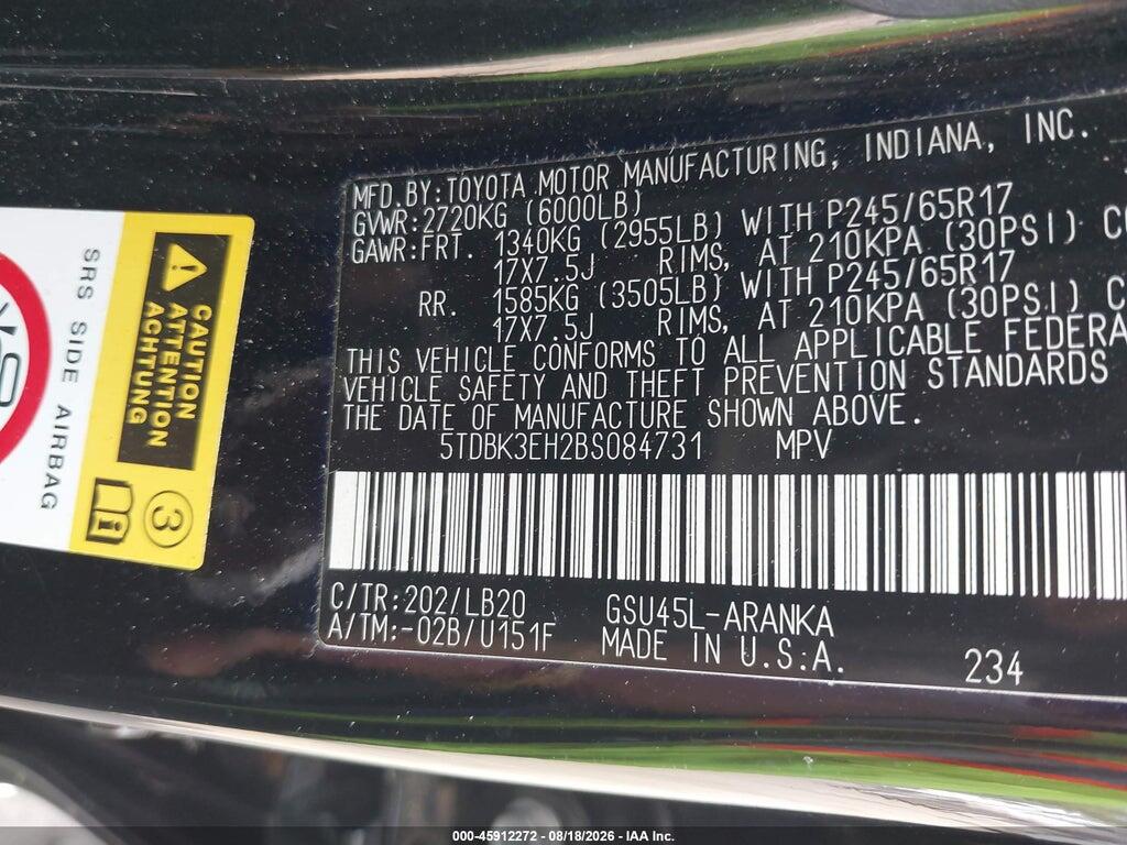 5TDBK3EH2BS084731 2011 TOYOTA HIGHLANDER photo no. 9