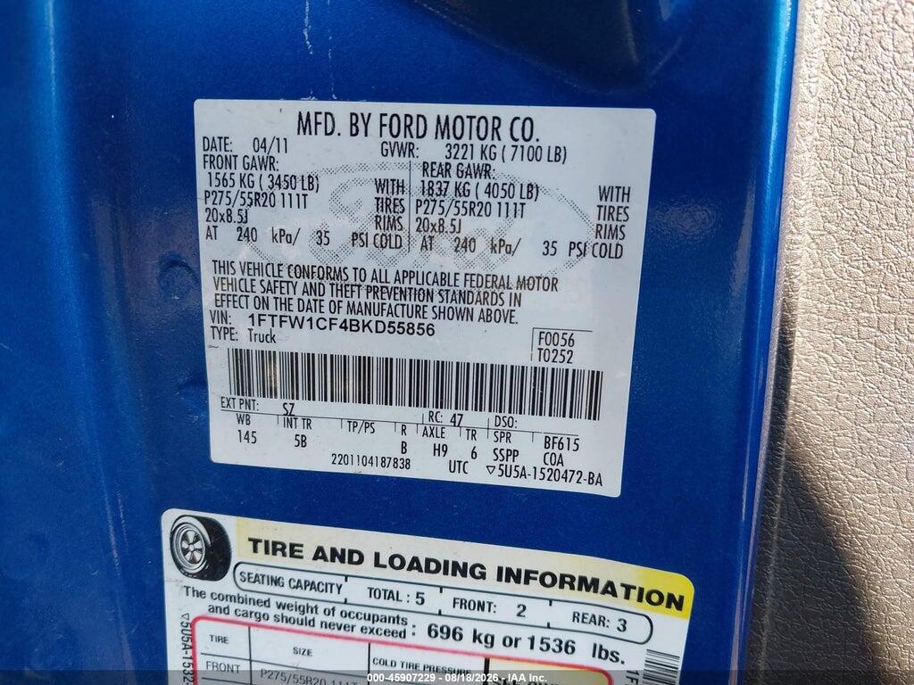1FTFW1CF4BKD55856 2011 FORD F-150 photo no. 9