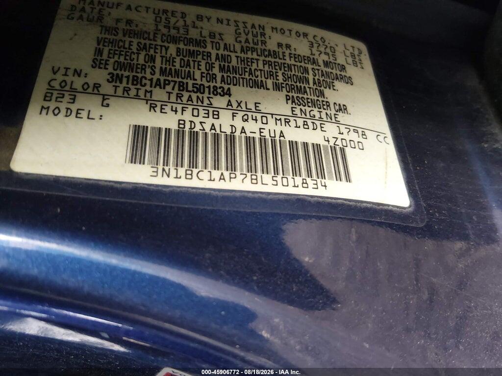 3N1BC1AP7BL501834 2011 NISSAN VERSA photo no. 9