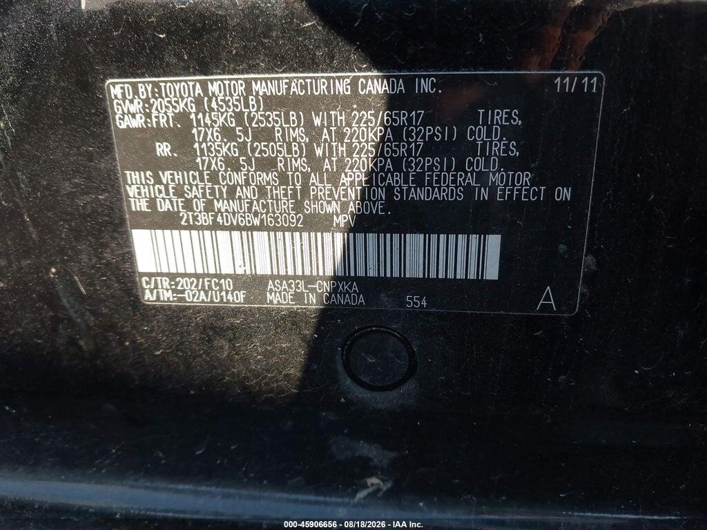 2T3BF4DV6BW163092 2011 TOYOTA RAV4 photo no. 9
