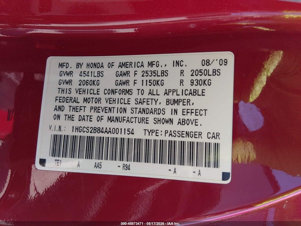 1HGCS2B84AA001154 2010 HONDA ACCORD photo no. 9