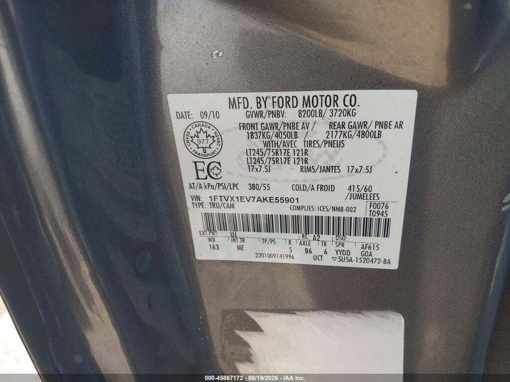 1FTVX1EV7AKE55901 2010 FORD F-150 photo no. 9