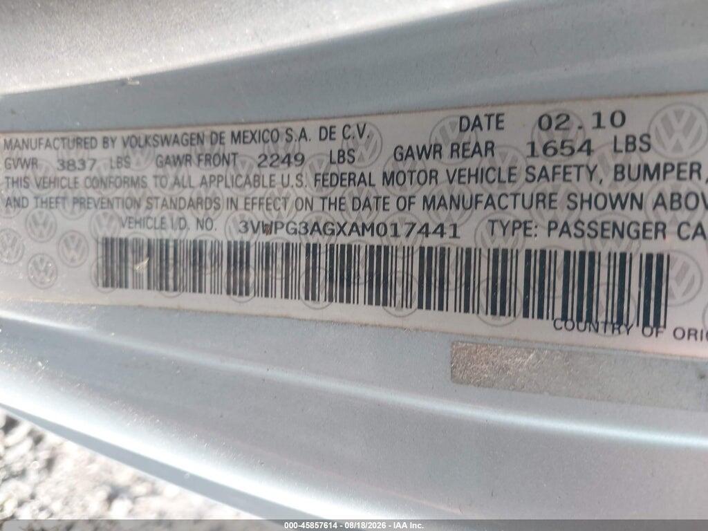 3VWPG3AGXAM017441 2010 VOLKSWAGEN NEW BEETLE photo no. 9