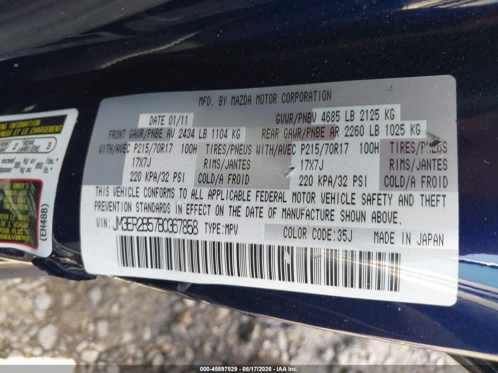 JM3ER2B57B0367858 2011 MAZDA CX-7 photo no. 9