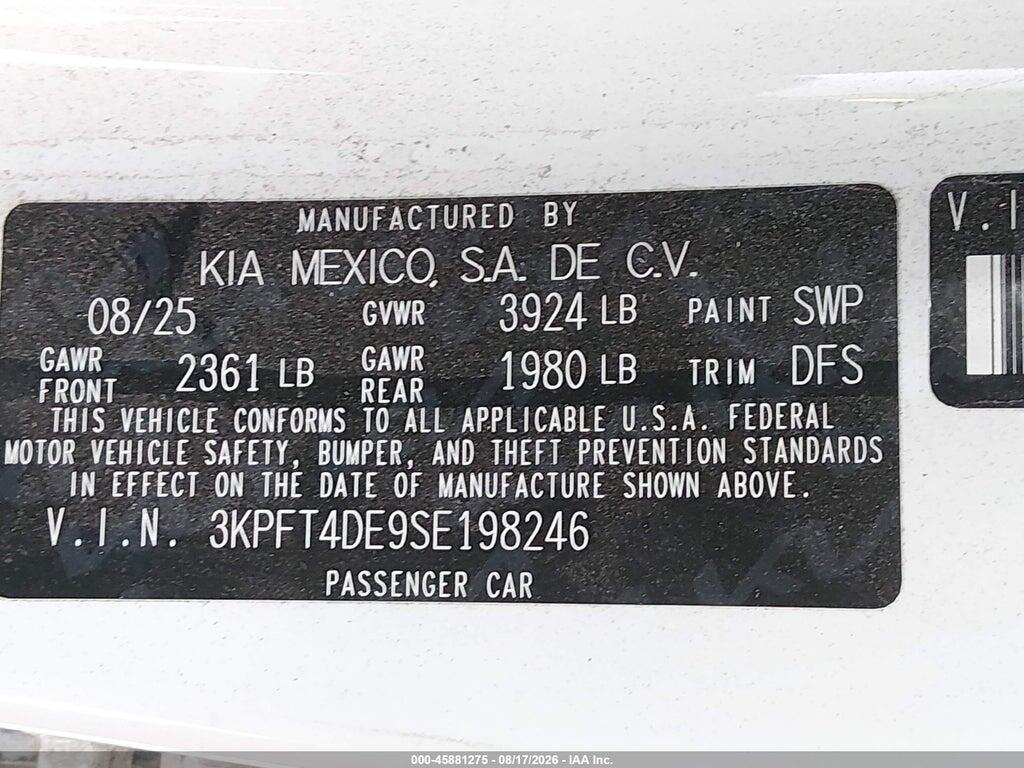 3KPFT4DE9SE198246 2025 KIA K4 photo no. 9