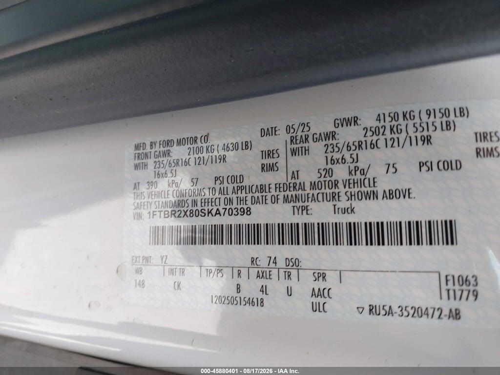 1FTBR2X80SKA70398 2025 FORD TRANSIT-250 photo no. 9