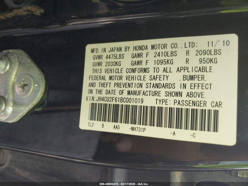 JH4CU2F61BC001019 2011 ACURA TSX photo no. 9