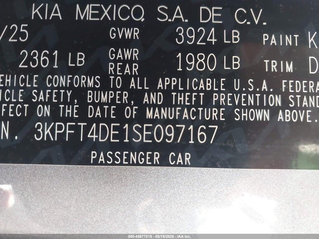 3KPFT4DE1SE097167 2025 KIA K4 photo no. 9