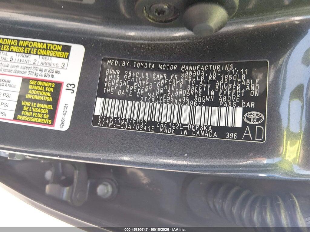 2T1BU4EE2BC739677 2011 TOYOTA COROLLA photo no. 9