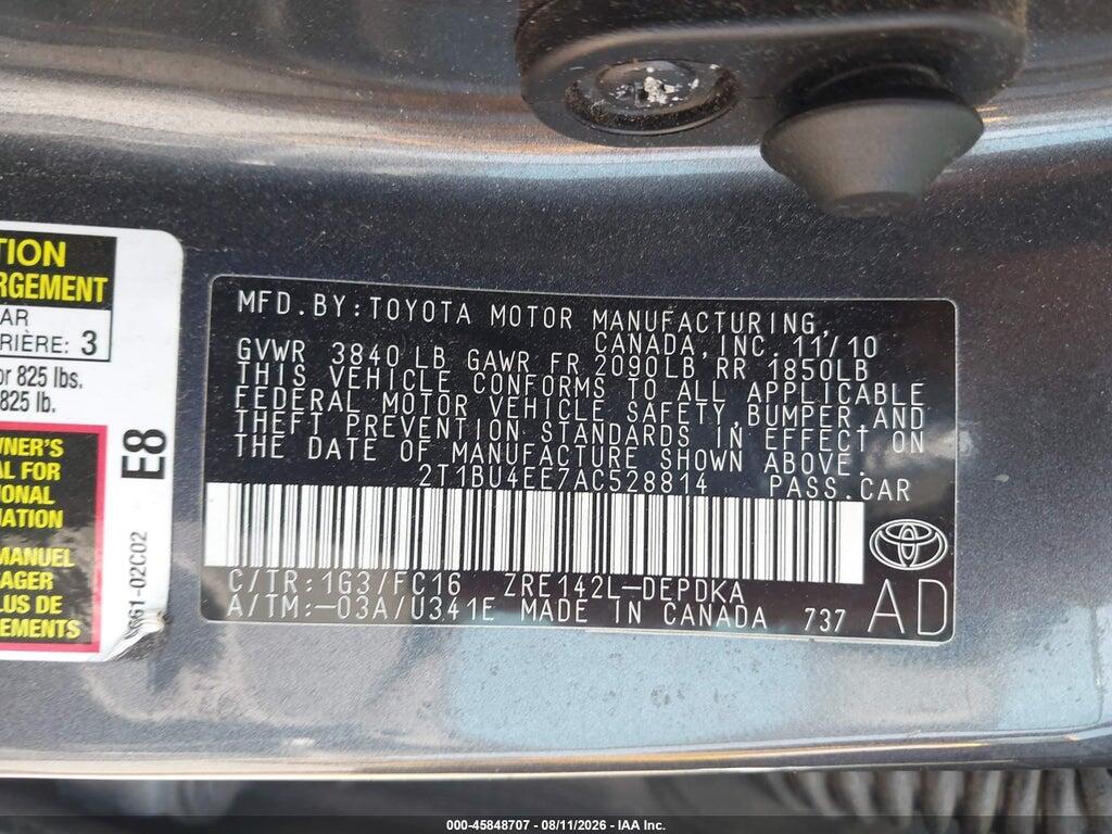 2T1BU4EE7AC528814 2010 TOYOTA COROLLA photo no. 9