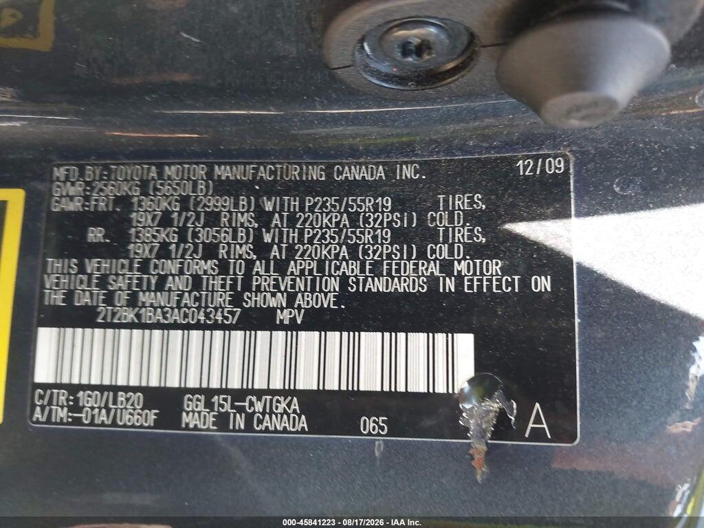 2T2BK1BA3AC043457 2010 LEXUS RX 350 photo no. 9