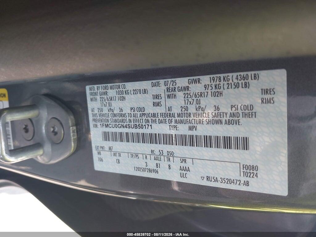 1FMCU0GN4SUB50171 2025 FORD ESCAPE photo no. 9
