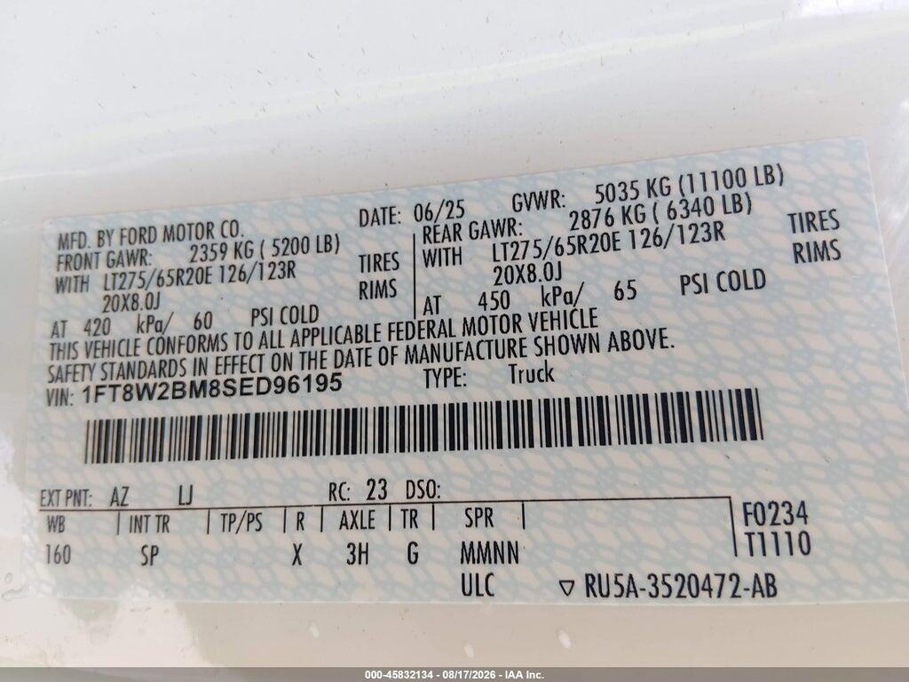 1FT8W2BM8SED96195 2025 FORD F-250 photo no. 8