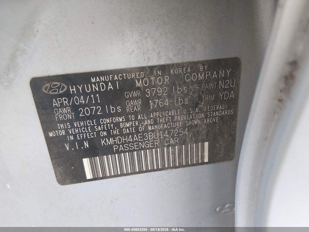 KMHDH4AE3BU147254 2011 HYUNDAI ELANTRA photo no. 9