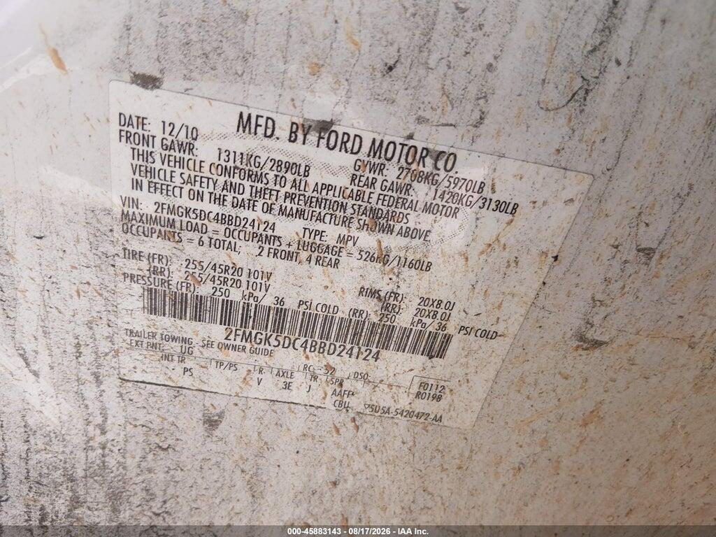 2FMGK5DC4BBD24124 2011 FORD FLEX photo no. 9