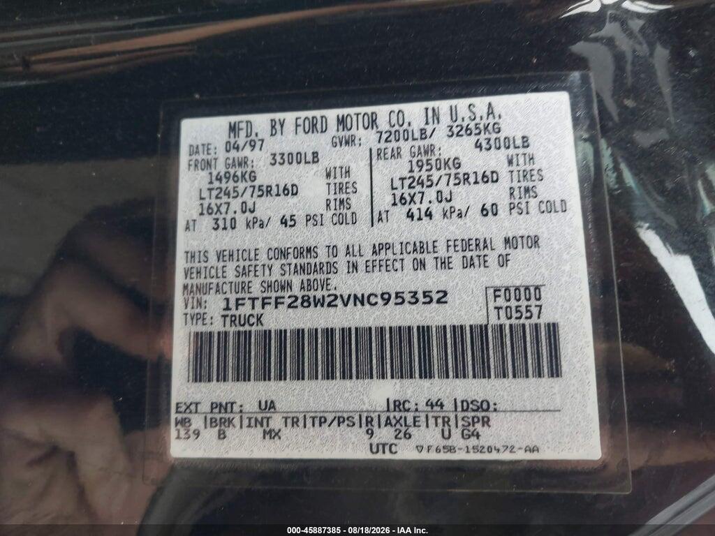 1FTFF28W2VNC95352 1997 FORD F-250 STANDARD photo no. 9