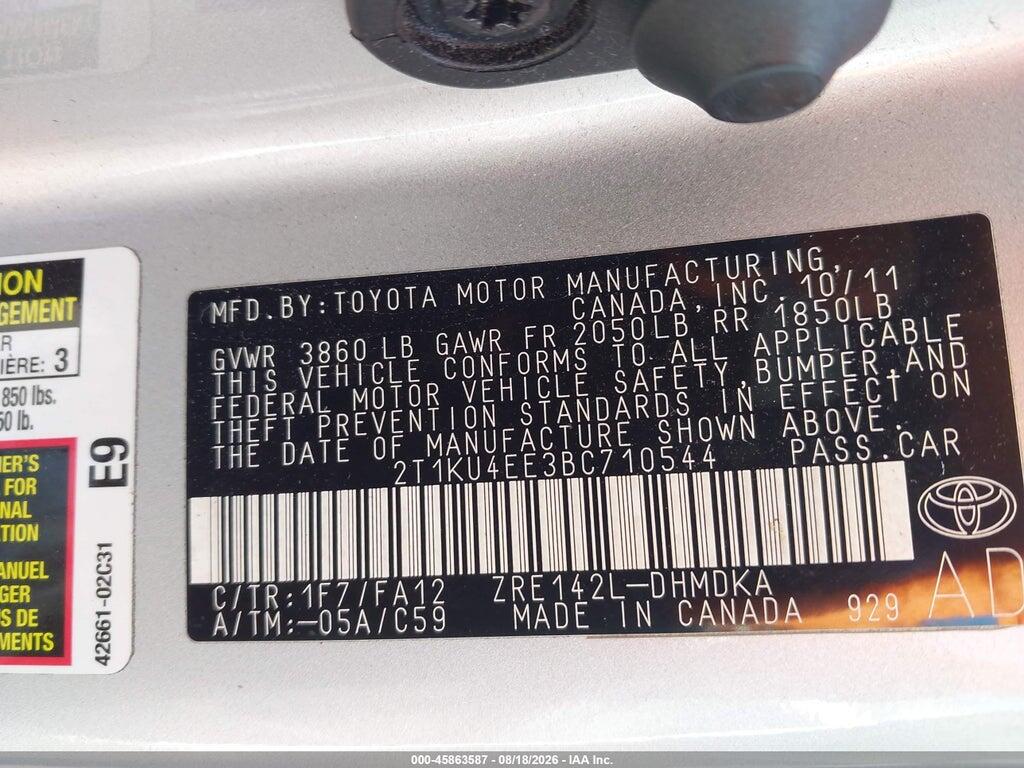 2T1KU4EE3BC710544 2011 TOYOTA MATRIX photo no. 9