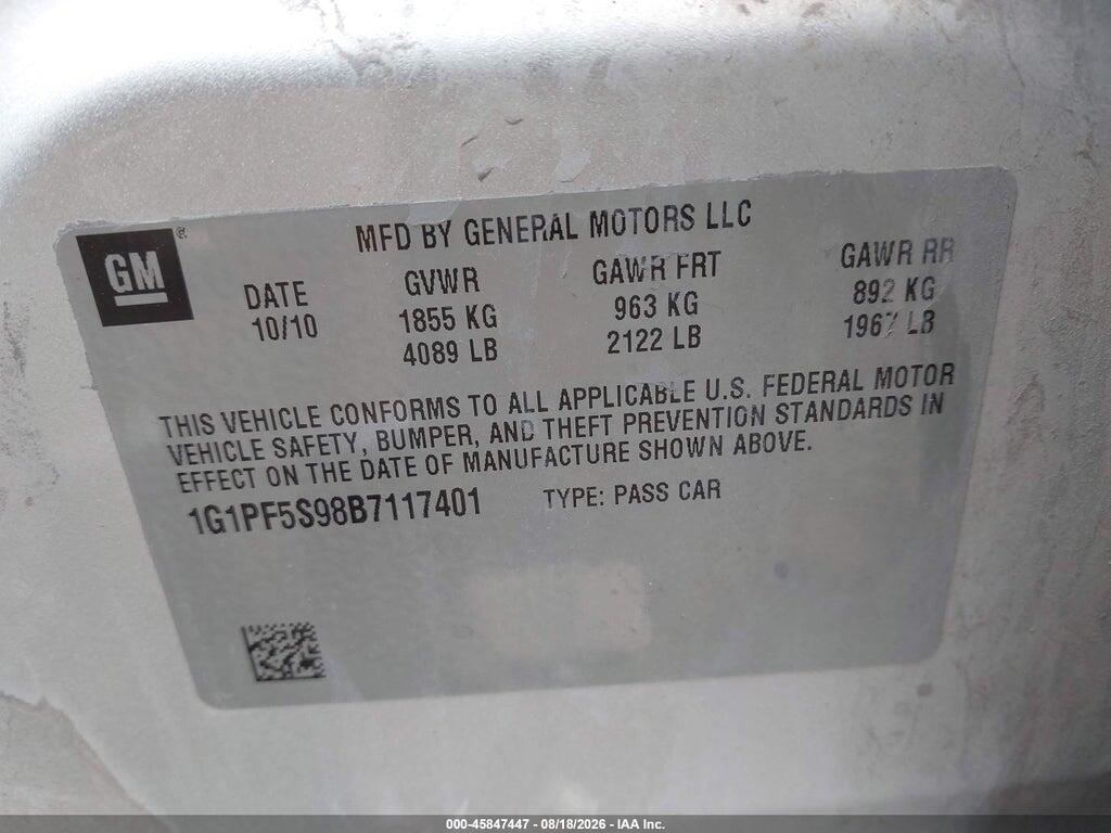 1G1PF5S98B7117401 2011 CHEVROLET CRUZE photo no. 9