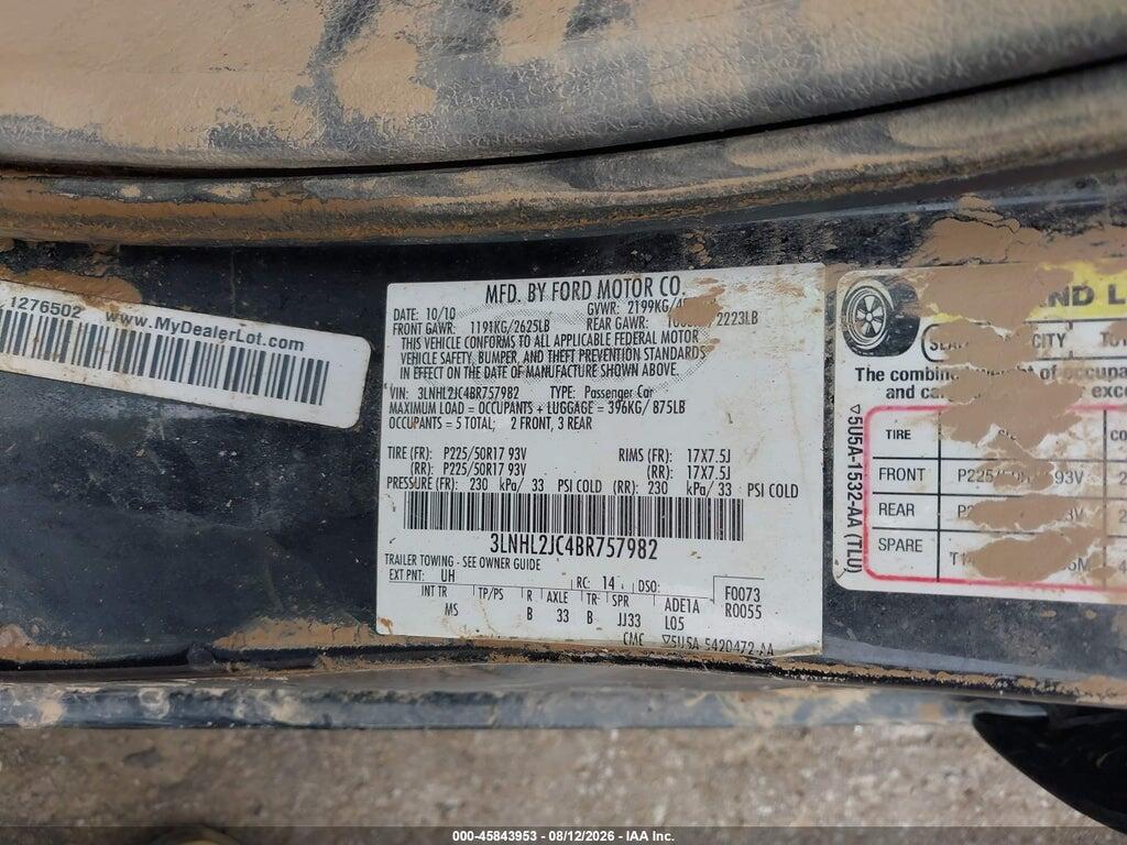 3LNHL2JC4BR757982 2011 LINCOLN MKZ photo no. 9