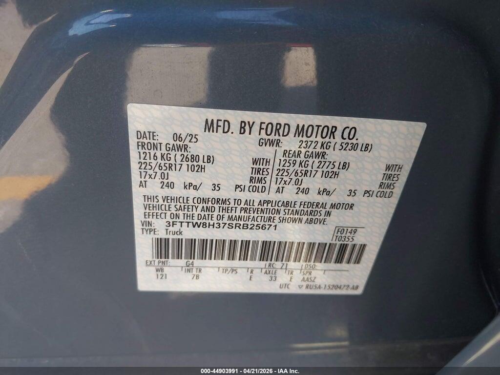 3FTTW8H37SRB25671 2025 FORD MAVERICK photo no. 9