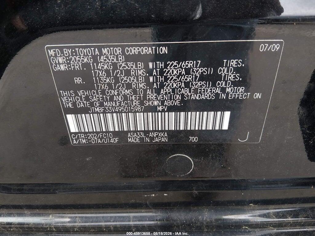 JTMBF33V495015987 2009 TOYOTA RAV4 photo no. 9