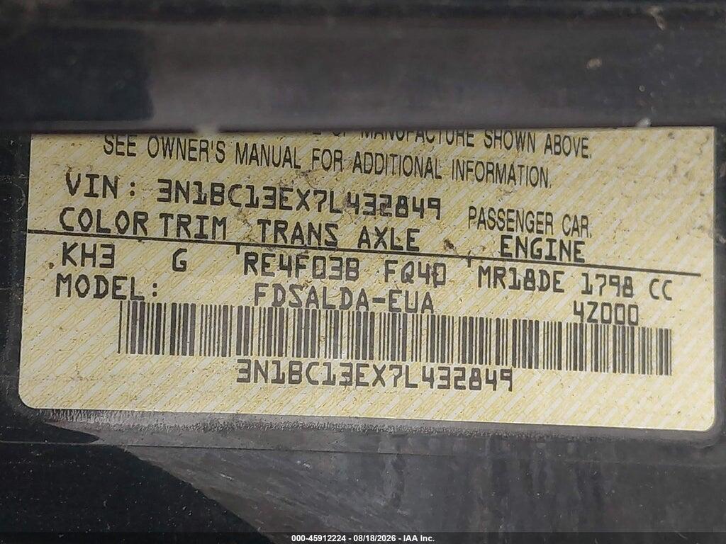 3N1BC13EX7L432849 2007 NISSAN VERSA photo no. 9