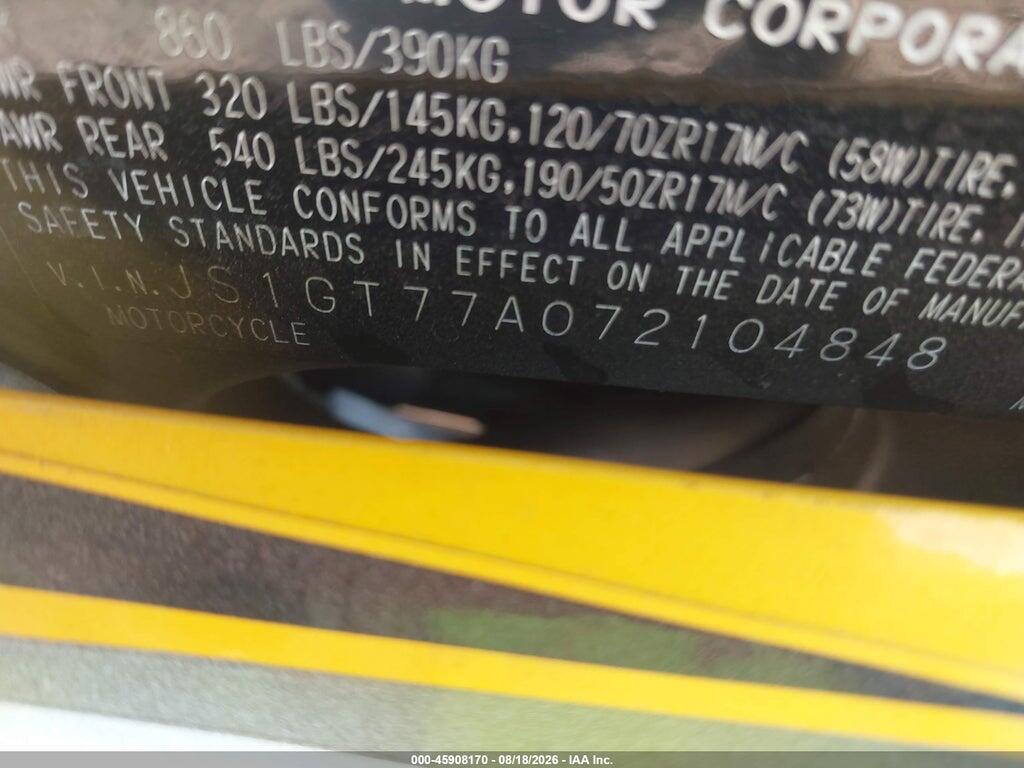 JS1GT77A072104848 2007 SUZUKI GSX-R1000 photo no. 10