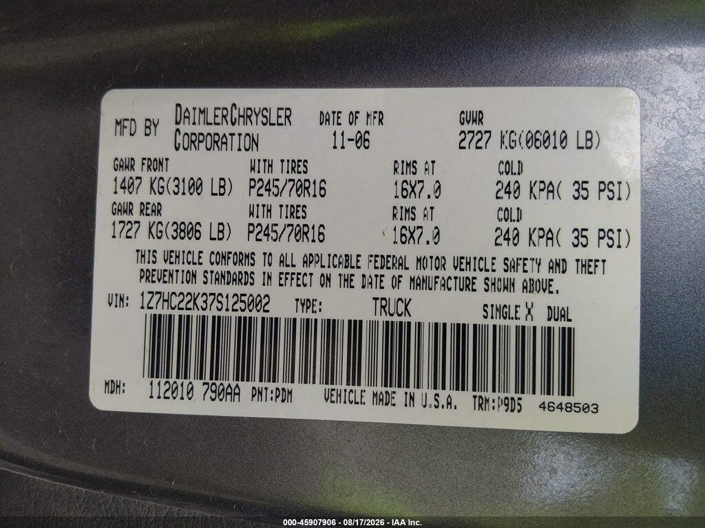 1Z7HC22K37S125002 2007 MITSUBISHI RAIDER photo no. 9
