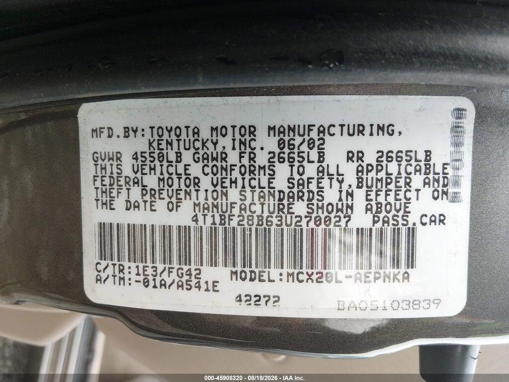 4T1BF28B63U270027 2003 TOYOTA AVALON photo no. 9