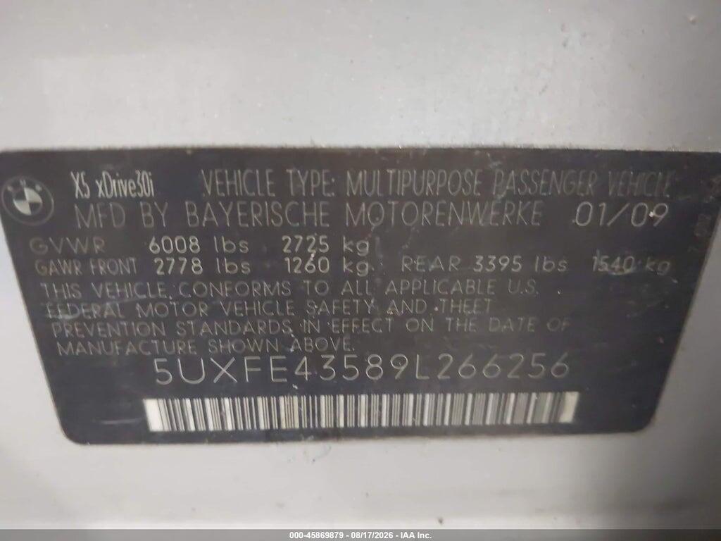 5UXFE43589L266256 2009 BMW X5 photo no. 9