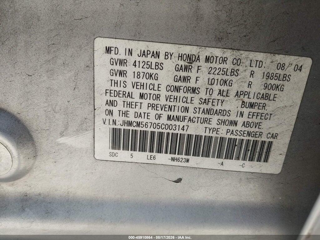 JHMCM56705C003147 2005 HONDA ACCORD photo no. 9