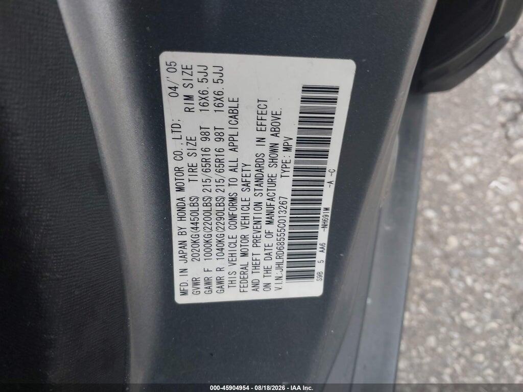 JHLRD68555C013267 2005 HONDA CR-V photo no. 9