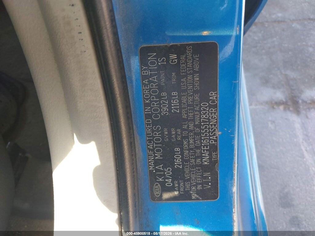 KNAFE161555178320 2005 KIA SPECTRA5 photo no. 9