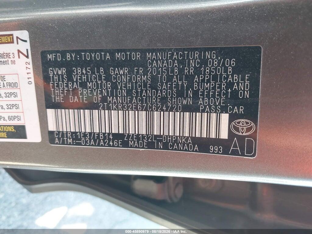 2T1KR32E67C624720 2007 TOYOTA MATRIX photo no. 9