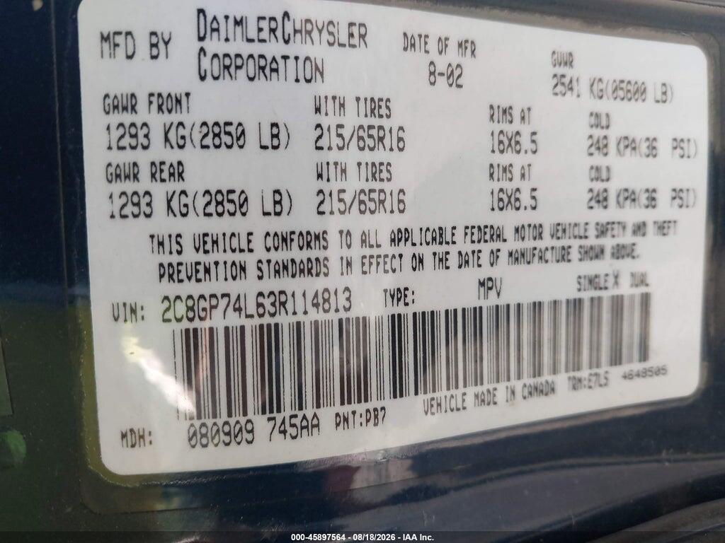 2C8GP74L63R114813 2003 CHRYSLER TOWN & COUNTRY photo no. 9