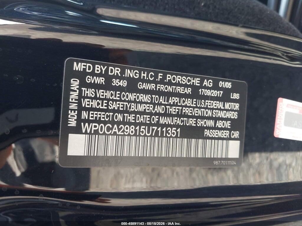 WP0CA29815U711351 2005 PORSCHE BOXSTER photo no. 9