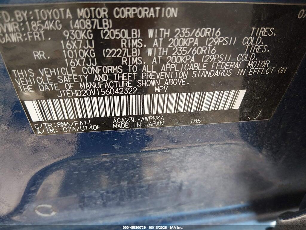 JTEHD20V156042322 2005 TOYOTA RAV4 photo no. 9
