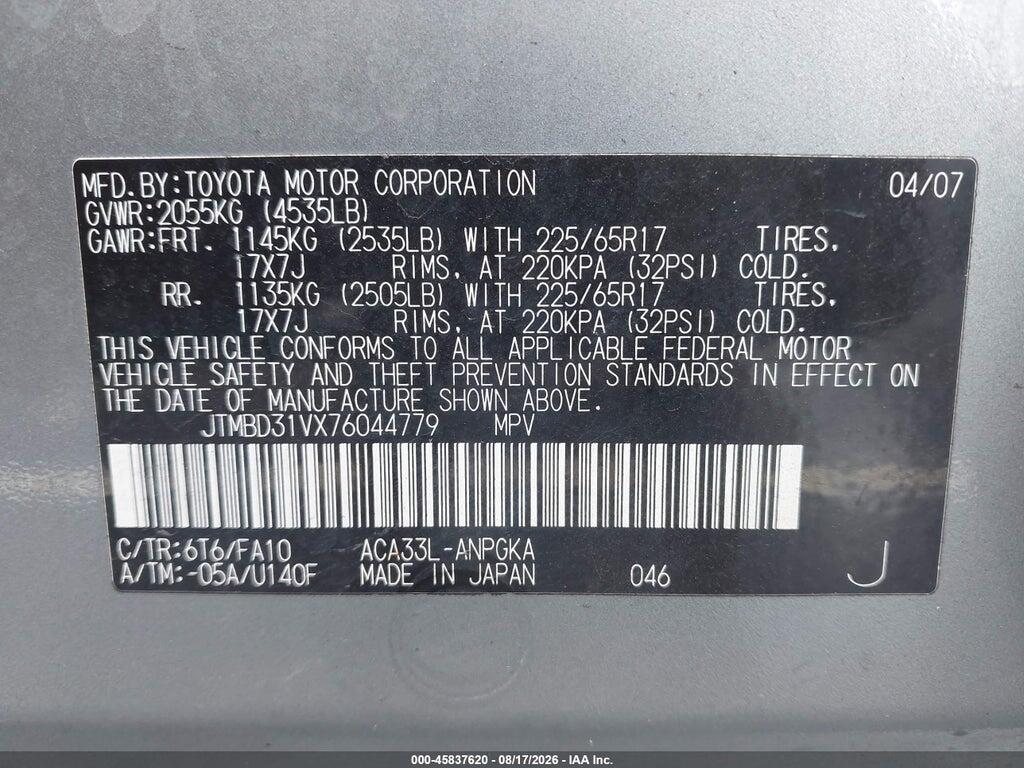 JTMBD31VX76044779 2007 TOYOTA RAV4 photo no. 9