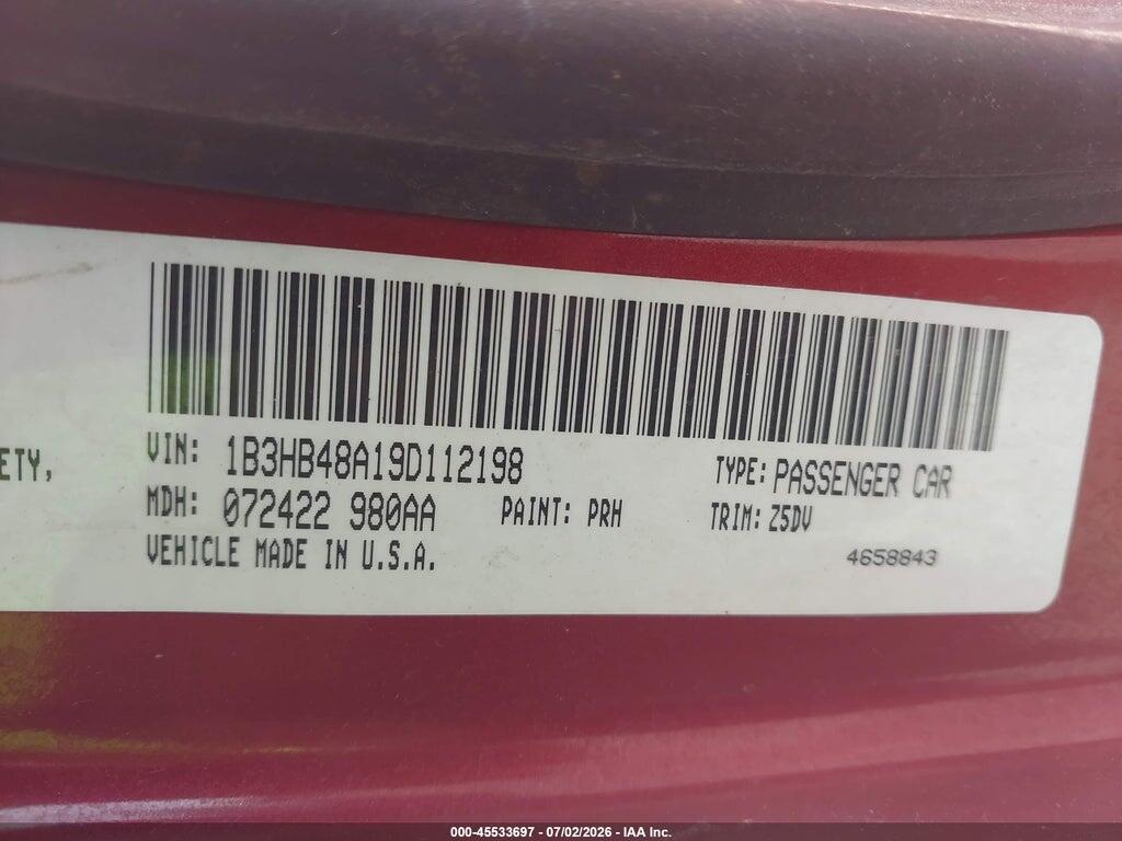 1B3HB48A19D112198 2009 DODGE CALIBER photo no. 9