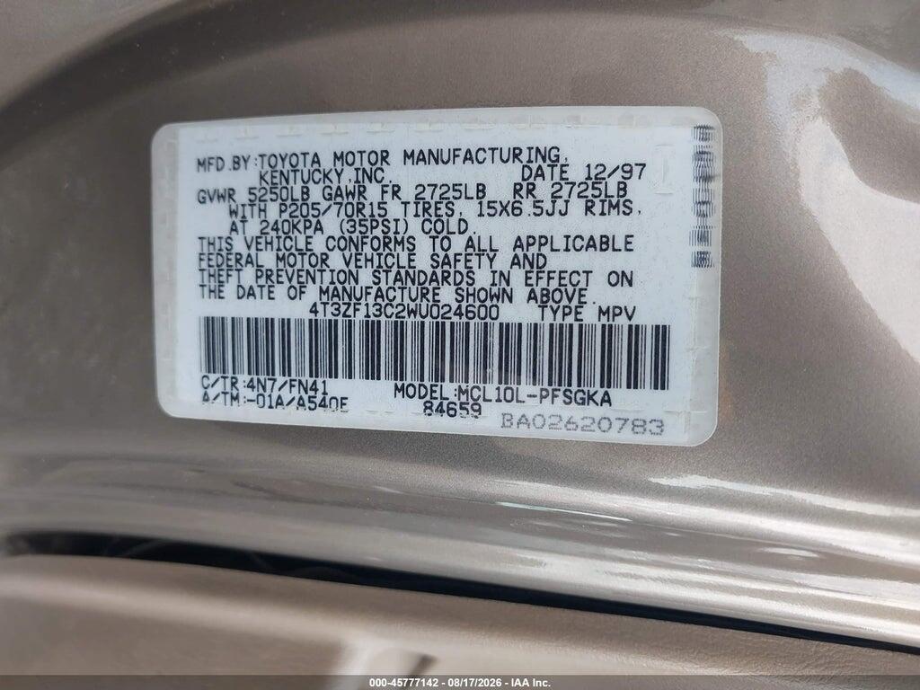 4T3ZF13C2WU024600 1998 TOYOTA SIENNA photo no. 9