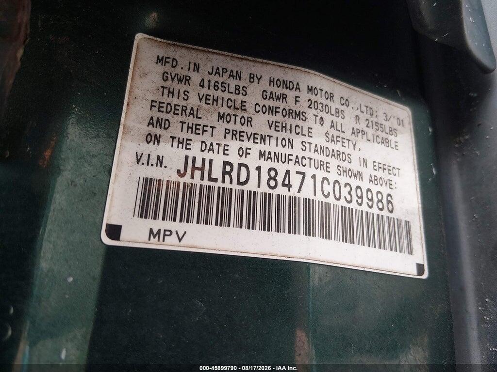 JHLRD18471C039986 2001 HONDA CR-V photo no. 9