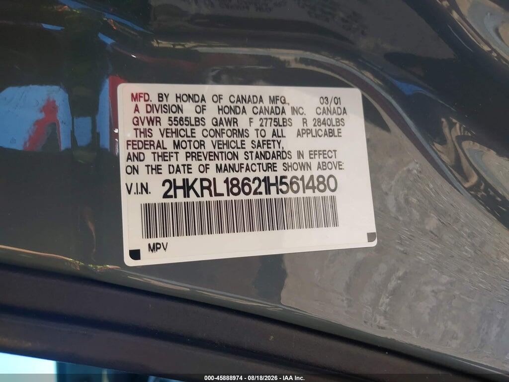 2HKRL18621H561480 2001 HONDA ODYSSEY photo no. 9